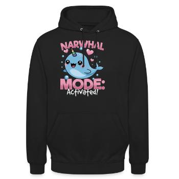 Narwhal Chibi Kawaii - Unisex Hoodie - Schwarz - Vorne - Alina (178cm) & Michal (187cm)