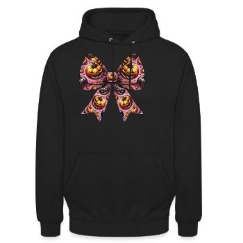 Coquette noeud citrouille motif effrayant Halloween maman - Sweat-shirt à capuche unisexe - noir - Devant - Alina (178cm) & Michal (187cm)