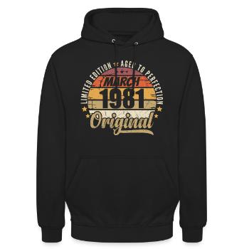45. Anniversary 45 Years Limited Edition März 1981 - Unisex Hoodie - Schwarz - Vorne - Alina (178cm) & Michal (187cm)