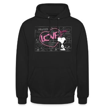 Peanuts Snoopy Cœur Cadeau Saint-Valentin - Sweat-shirt à capuche unisexe - noir - Devant - Alina (178cm) & Michal (187cm)