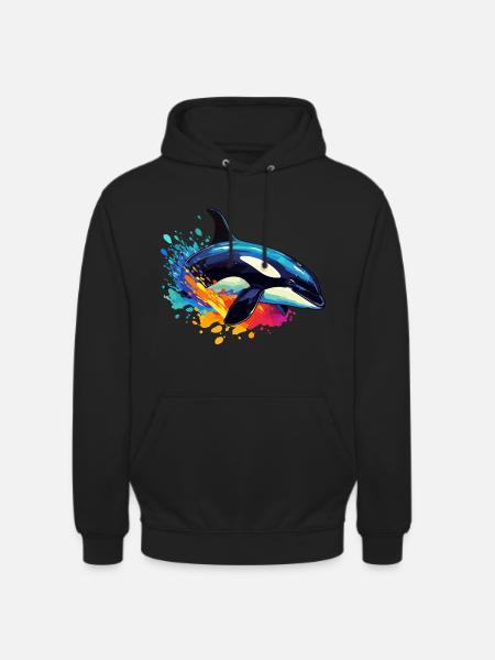 Bunter Schwertwal Orca - Unisex Hoodie - Schwarz