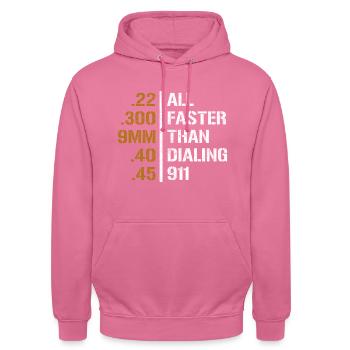 Tout cela plus rapide que la composition de munitions de balles d’arme - Sweat-shirt à capuche unisexe - rose - Devant - Alina (178cm) & Michal (187cm)