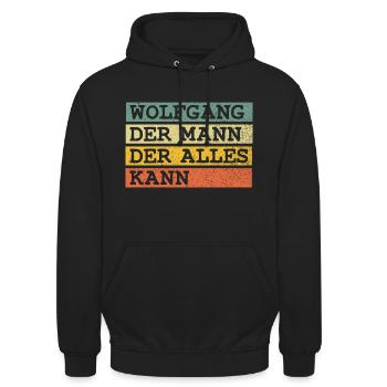 Der Mann Der Alles kann Wolfgang - Unisex Hoodie - Schwarz - Vorne - Alina (178cm) & Michal (187cm)