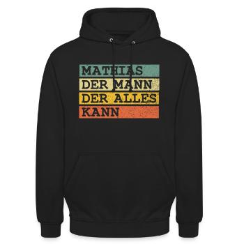Der Mann Der Alles kann Mathias - Unisex Hoodie - Schwarz - Vorne - Alina (178cm) & Michal (187cm)