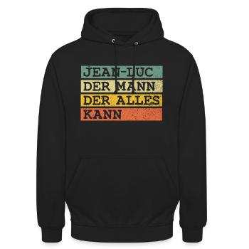 Der Mann Der Alles kann Jean-Luc - Unisex Hoodie - Schwarz - Vorne - Alina (178cm) & Michal (187cm)