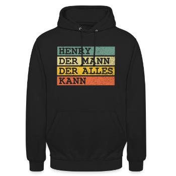 Der Mann Der Alles kann Henry - Unisex Hoodie - Schwarz - Vorne - Alina (178cm) & Michal (187cm)