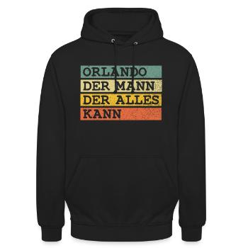 Der Mann Der Alles kann Orlando - Unisex Hoodie - Schwarz - Vorne - Alina (178cm) & Michal (187cm)