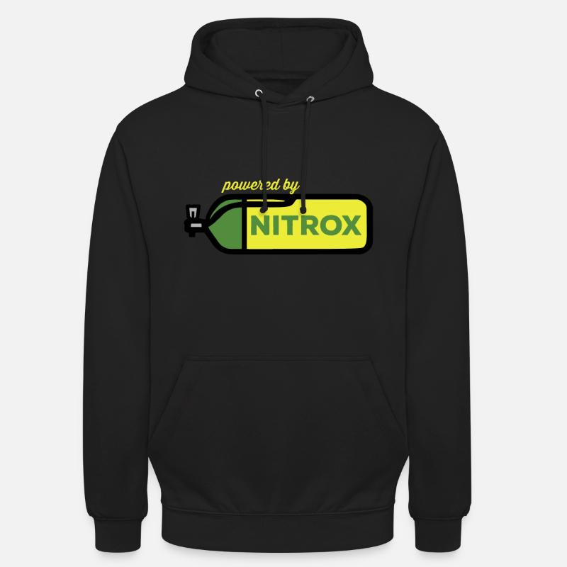 Powered by Nitrox Suba Diving Diving Diver Dive - Bluza z kapturem typu unisex - czarny