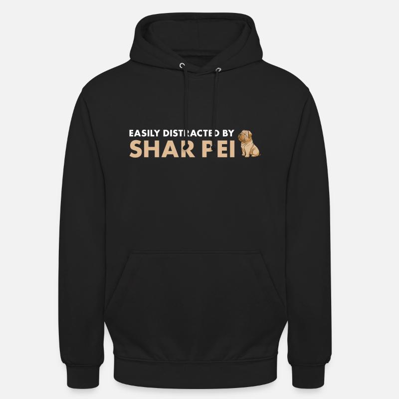 Easily Distracted By Shar Pei - Unisex Hoodie - black