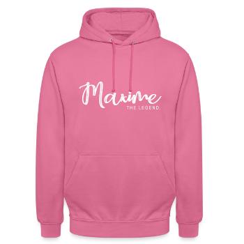Maxime the legend Cadeau T shirt maxime - Sweat-shirt à capuche unisexe - rose - Devant - Alina (178cm) & Michal (187cm)