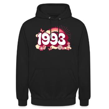 Retro 1993 Geburtstagsfeier Frau 30 Jahre - Unisex Hoodie - Schwarz - Vorne - Alina (178cm) & Michal (187cm)