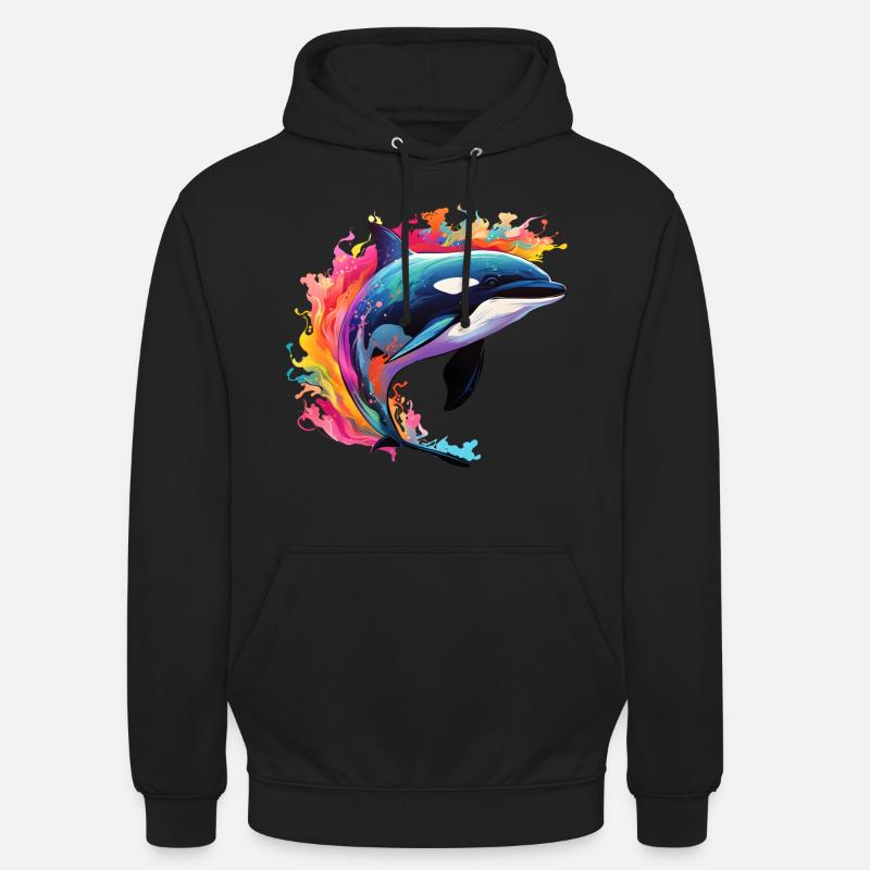 Bunter Schwertwal Orca - Unisex Hoodie - Schwarz