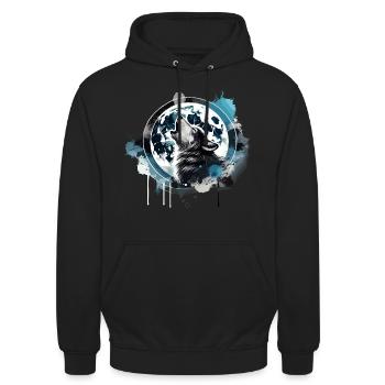 loup hurlant - Sweat-shirt à capuche unisexe - noir - Devant - Alina (178cm) & Michal (187cm)