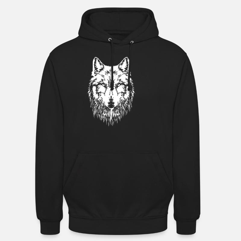 Wolf Kopf - Unisex Hoodie - Schwarz