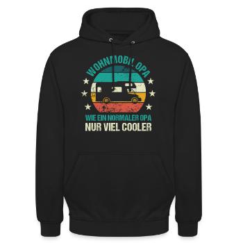 Wohnmobil Opa Camping Großvater Rentner - Unisex Hoodie - Schwarz - Vorne - Alina (178cm) & Michal (187cm)
