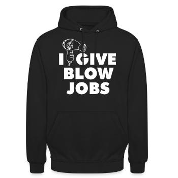 I Give Blow Jobs Graphic - Unisex Hoodie - black - Front - Alina (178cm) & Michal (187cm)