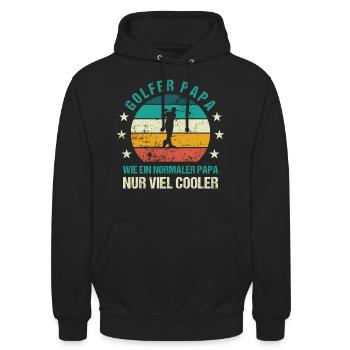 Golfer Papa Golfen Vater Golfspieler Vatertag - Unisex Hoodie - Schwarz - Vorne - Alina (178cm) & Michal (187cm)