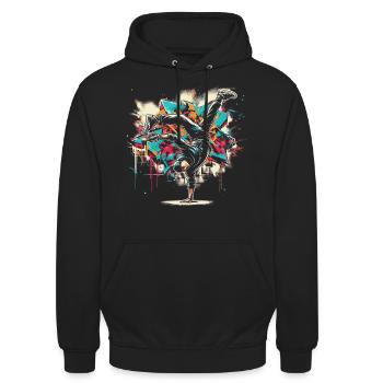 Pulvérisateur Breakdance Graffiti - Sweat-shirt à capuche unisexe - noir - Devant - Alina (178cm) & Michal (187cm)