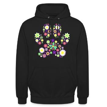 Blumen Pfote Pfote Hund Frau - Unisex Hoodie - Schwarz - Vorne - Alina (178cm) & Michal (187cm)