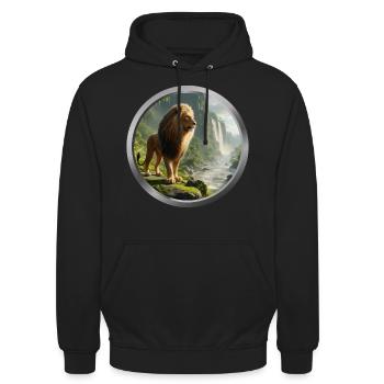Lion Animal - 5 - Unisex Hoodie - black - Front - Alina (178cm) & Michal (187cm)