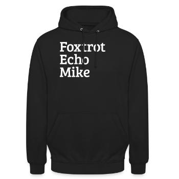 FEM Foxtrot Echo Mike FEM - Sweat-shirt à capuche unisexe - noir - Devant - Alina (178cm) & Michal (187cm)
