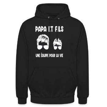 père et fils papa lunettes humour duo fête pères - Sweat-shirt à capuche unisexe - noir - Devant - Alina (178cm) & Michal (187cm)