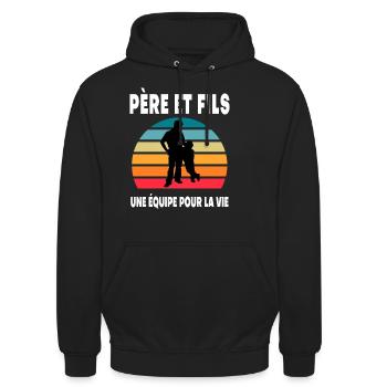 Father and Son Vintage Dad Duo Matching Accomplices - Unisex Hoodie - black - Front - Alina (178cm) & Michal (187cm)