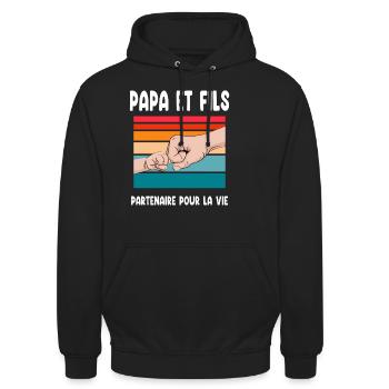 Vater und Sohn Vintage Dot Kick Vater Vater Geburtstag - Unisex Hoodie - Schwarz - Vorne - Alina (178cm) & Michal (187cm)