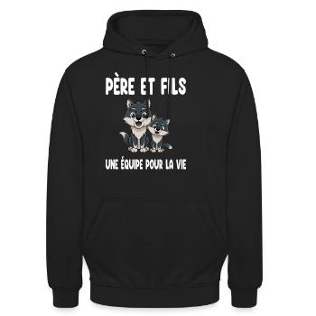Father and Son Wolf Dad Duo Matching Father's Day - Unisex Hoodie - black - Front - Alina (178cm) & Michal (187cm)