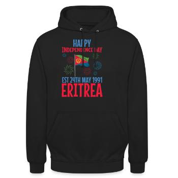 Eritrea Unabhängigkeitstag 24. Mai 1991 Feier - Unisex Hoodie - Schwarz - Vorne - Alina (178cm) & Michal (187cm)