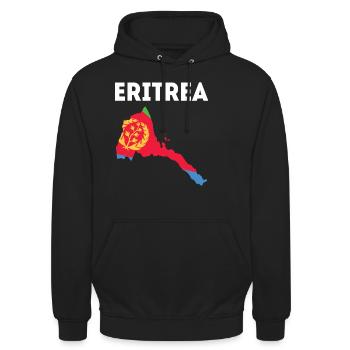 Eritrea Karte Mit Flagge Und Wappen - Unisex Hoodie - Schwarz - Vorne - Alina (178cm) & Michal (187cm)