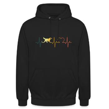 Golden Retriever Herzschlag Retro Hunde Herz - Unisex Hoodie - Schwarz - Vorne - Alina (178cm) & Michal (187cm)
