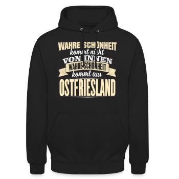 OSTFRIESLAND - Schönheit - Unisex Hoodie - Schwarz - Vorne - Alina (178cm) & Michal (187cm)