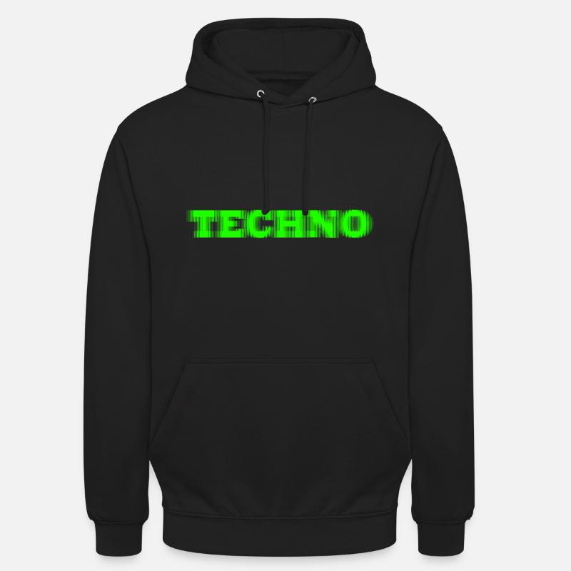 Techno Glitch Grün - Unisex Hoodie - Schwarz