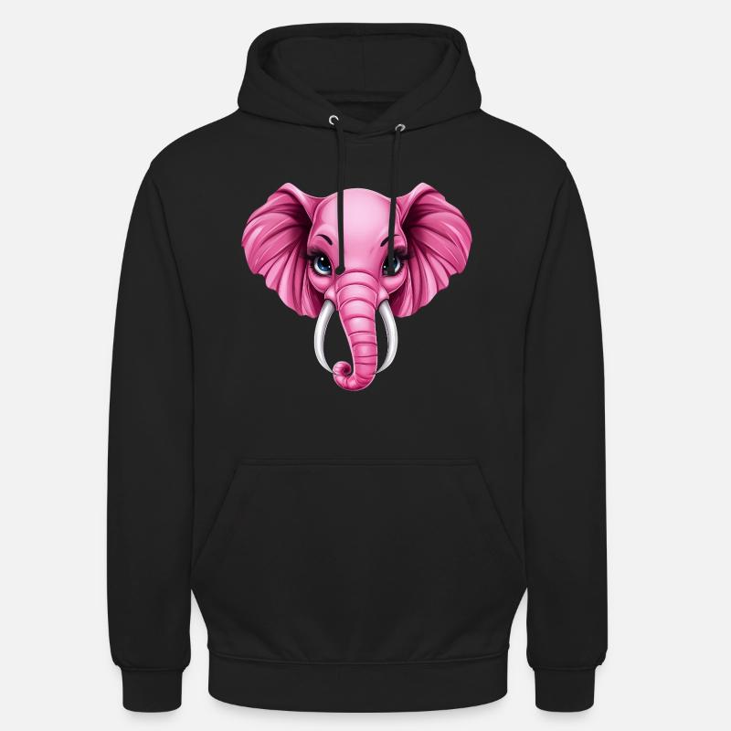 Mignon éléphant rose rose :) - Sweat-shirt à capuche unisexe - noir