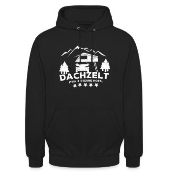 Dachzelt Geschenkidee für Dachzelt-Camper - Unisex Hoodie - Schwarz - Vorne - Alina (178cm) & Michal (187cm)