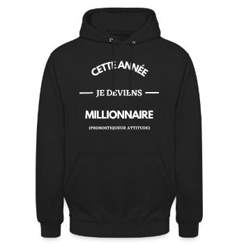 Cette année je deviens millionnaire - Sweat-shirt à capuche unisexe - noir - Devant - Alina (178cm) & Michal (187cm)