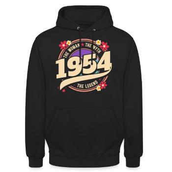 Year 1954 The Legend 70 Years Anniversary - Unisex Hoodie - black - Front - Alina (178cm) & Michal (187cm)