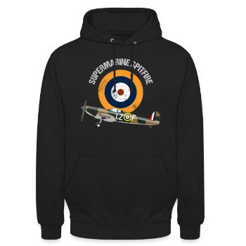 Retro Design avions Supermarine Spitfire Warbird - Sweat-shirt à capuche unisexe - noir - Devant - Alina (178cm) & Michal (187cm)