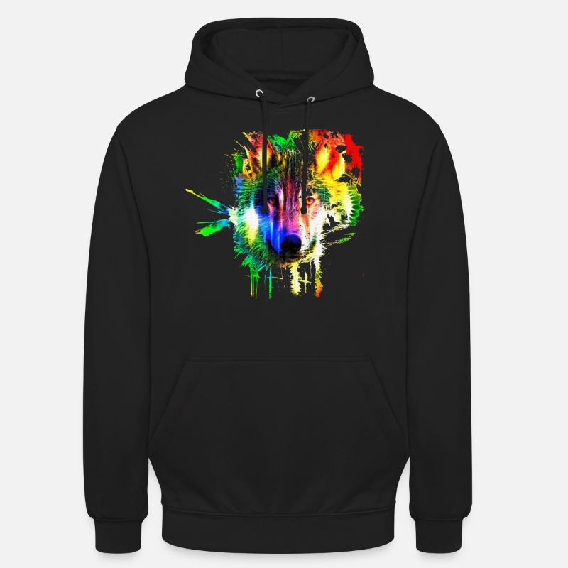 Wolf Splash Moderne - Sweat-shirt à capuche unisexe - noir