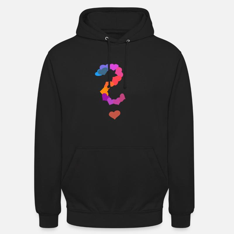 Coeur de point d'interrogation - Sweat-shirt à capuche unisexe - noir