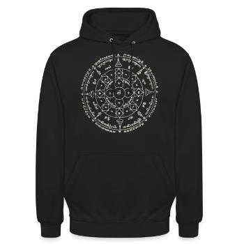 Sak Yant Thai Tattoo Rund Yant Cool Geschenk - Unisex Hoodie - Schwarz - Vorne - Alina (178cm) & Michal (187cm)