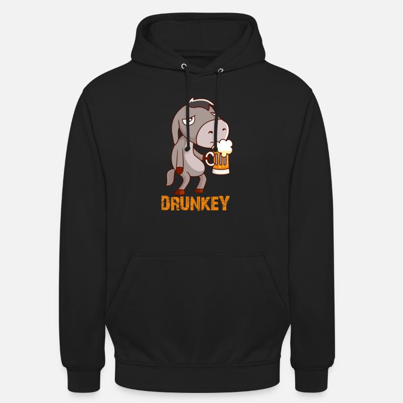 Drunkey witziger Esel mit Bier - Unisex Hoodie - Schwarz