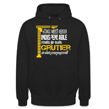 Humour grutier idée cadeau métier construction - Sweat-shirt à capuche unisexe - noir - Devant - Alina (178cm) & Michal (187cm)