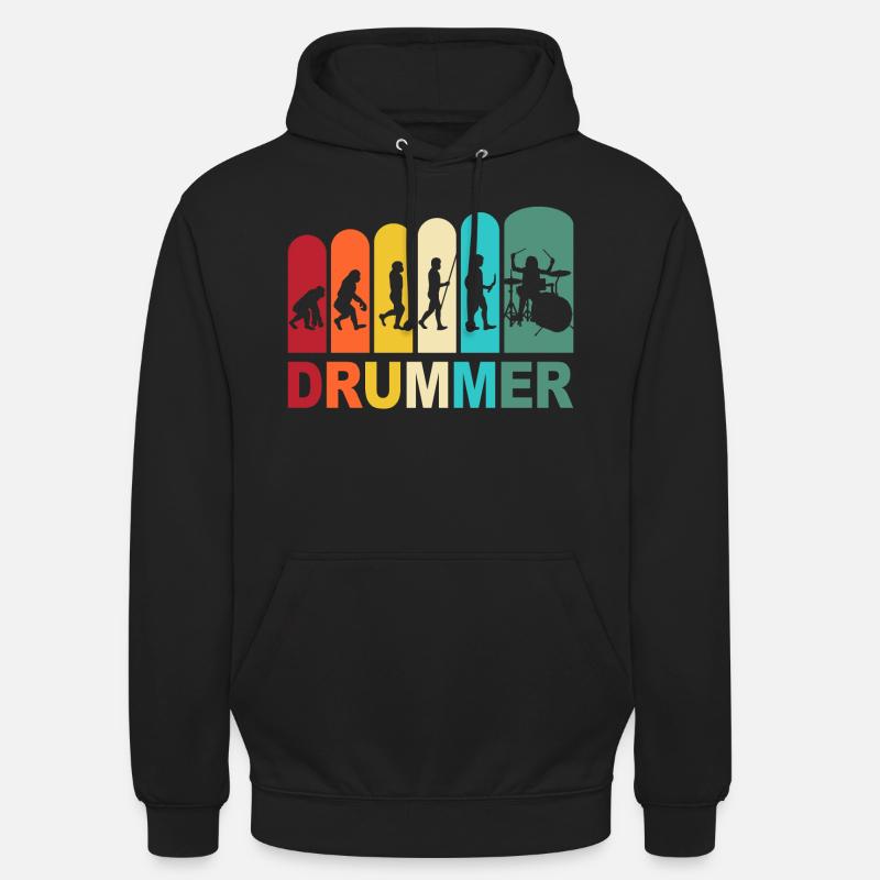 Drummer Evolution Schlagzeuger Schlagzeug Drums - Unisex Hoodie - Schwarz