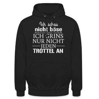 Ich schau nicht böse - Unisex Hoodie - Schwarz - Vorne - Alina (178cm) & Michal (187cm)