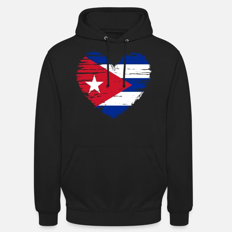 Cuba coeur drapeau blason - Sweat-shirt à capuche unisexe - noir