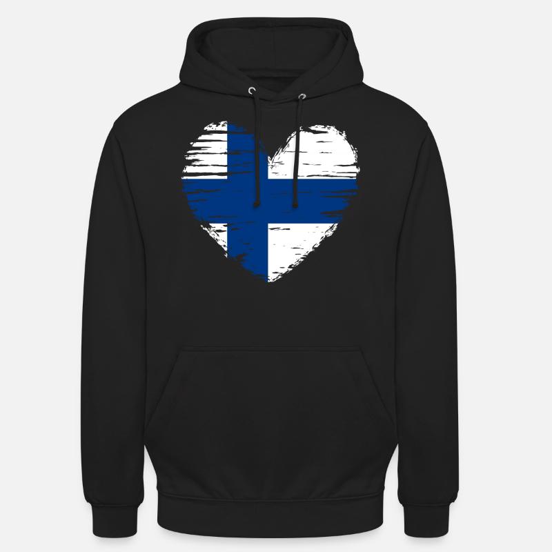 Finlande coeur drapeau blason - Sweat-shirt à capuche unisexe - noir