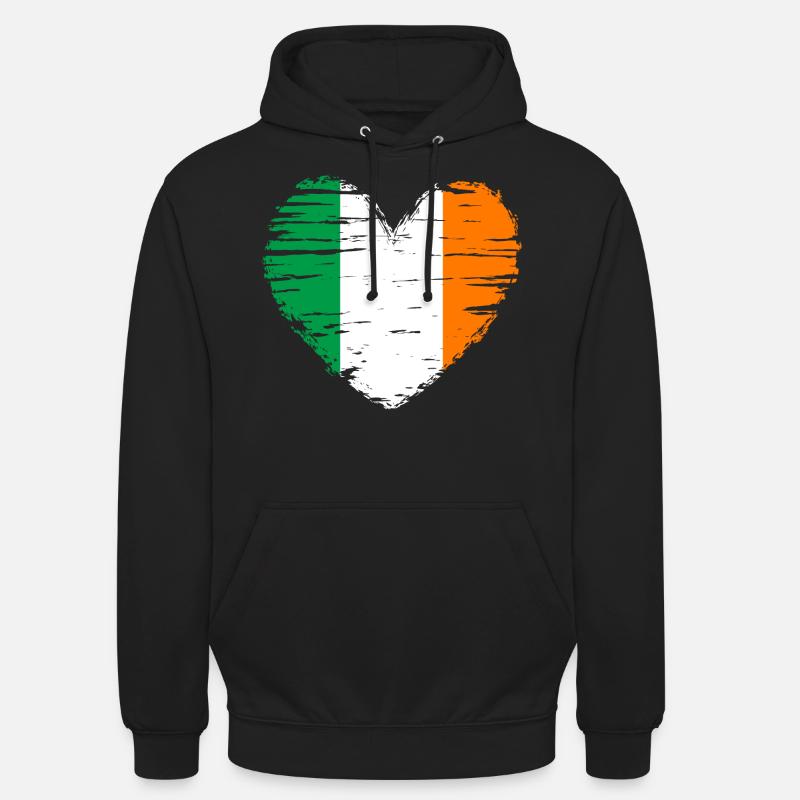 Irlande coeur drapeau blason - Sweat-shirt à capuche unisexe - noir