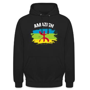 Amazigh - Sweat-shirt à capuche unisexe - noir - Devant - Alina (178cm) & Michal (187cm)